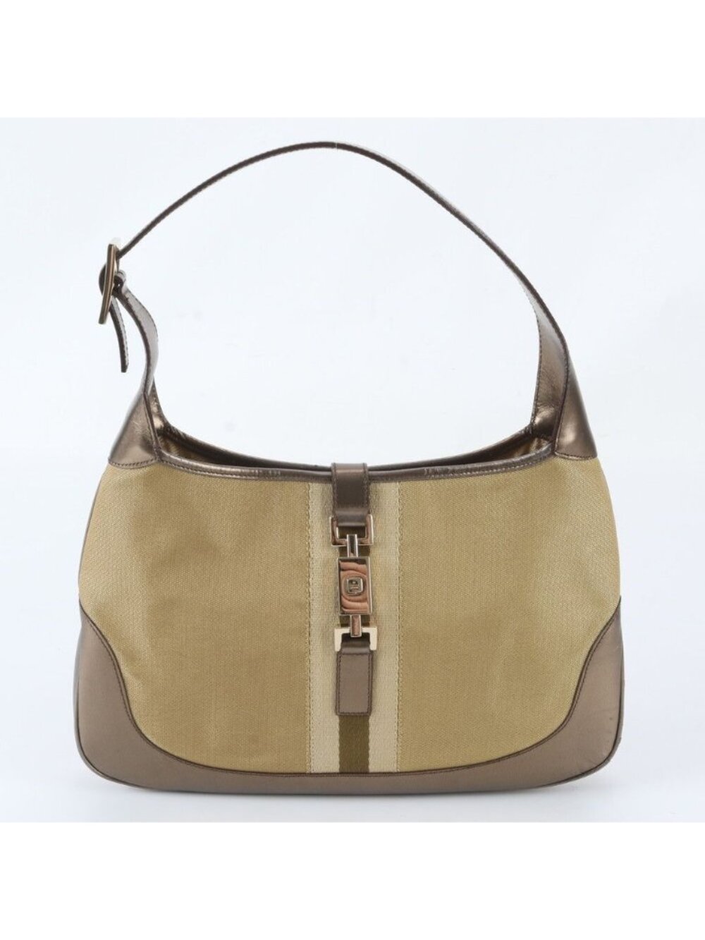 Gucci Jackie Leather Canvas Shoulder Bag